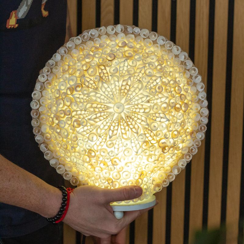Boho-Meeresmuschel-Lampe - Cut Art-Meeresmuschel große runde - 30 cm