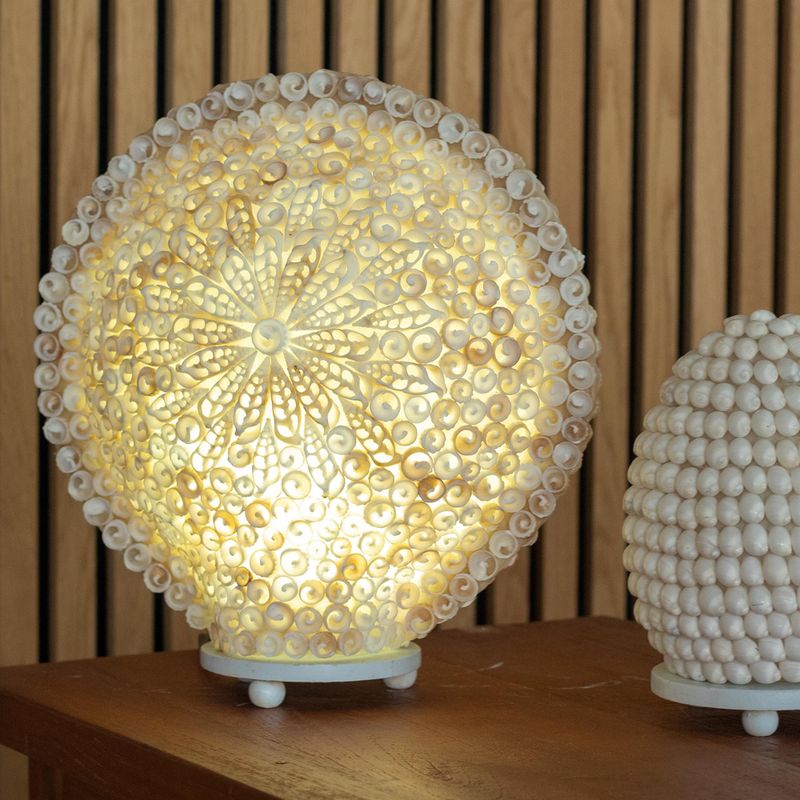 Boho-Meeresmuschel-Lampe - Cut Art-Meeresmuschel große runde - 30 cm