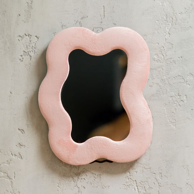 Weicher Wellen-Spiegel - Quadratischer Kiesel - Rosa Blush