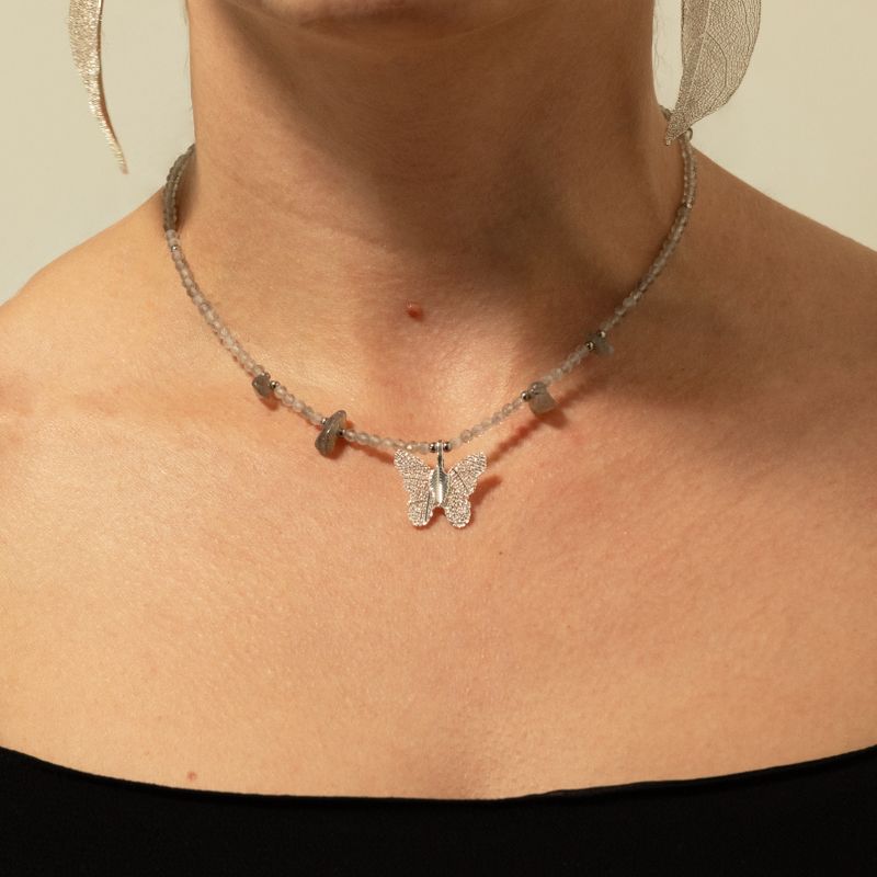 Nymphe-Geist Edelstein-Halsketten-Set – Nordlichter