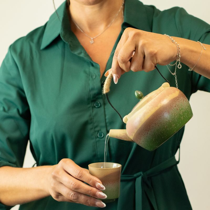 Japanisches Kyusu-Stil-Teeset - Für grünen Tee - Vier Tassen