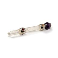 Himmlischer Prismastab - Amethyst bewegliche Kristallsphäre Quarzstiel - 12 cm