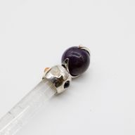 Himmlischer Prismastab - Amethyst bewegliche Kristallsphäre Quarzstiel - 12 cm