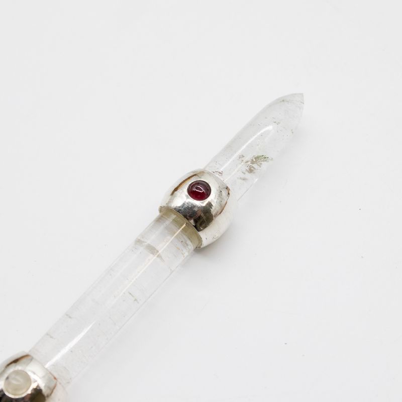 Himmlischer Prismastab - Amethyst bewegliche Kristallsphäre Quarzstiel - 12 cm