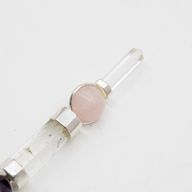 Achse der Gnade Zauberstab - Amethyst- und Rosenquarz-Kugeln, Quarzstiel - 12 cm