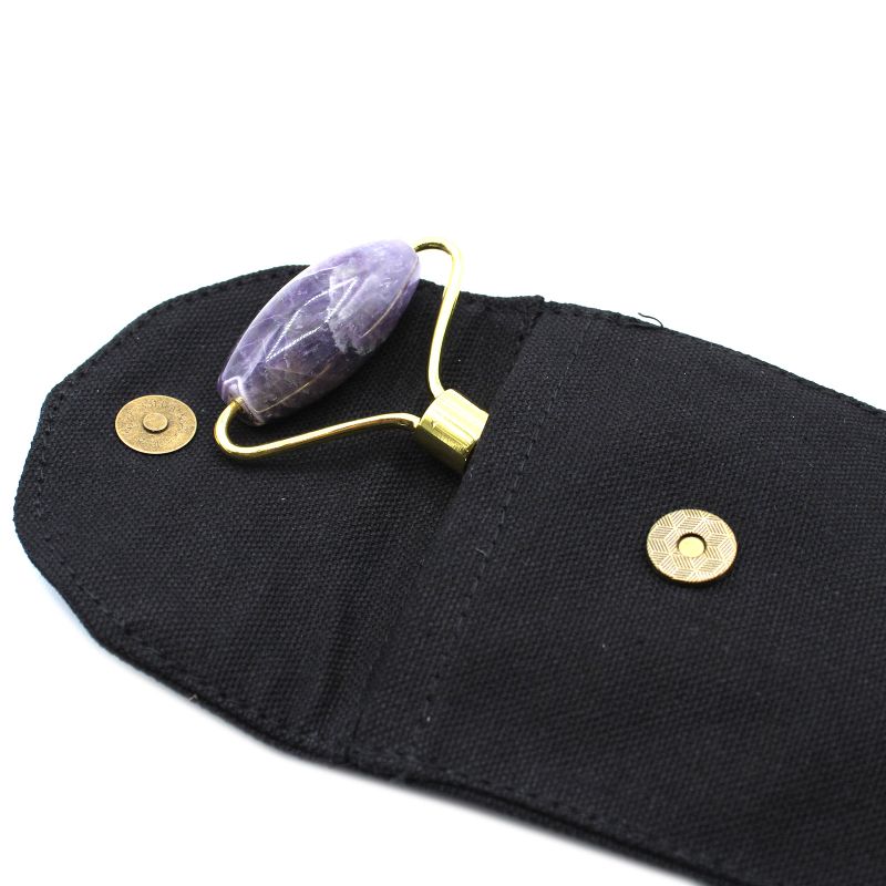 Edelstein-Gesichtsroller – Amethyst mit Beutel
