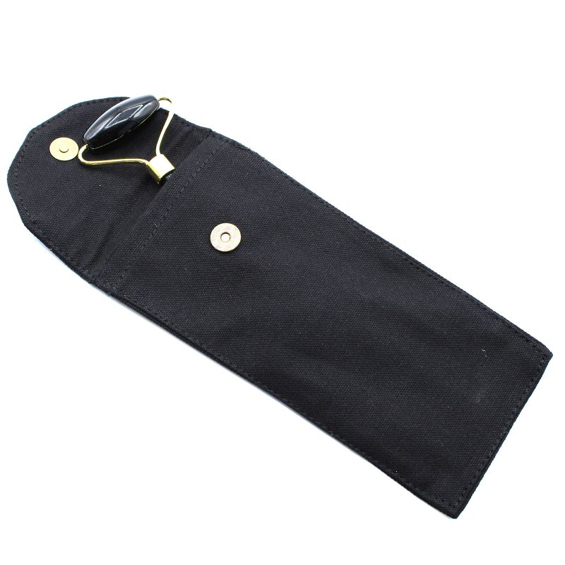 Edelstein-Gesichtsroller - Schwarzer Obsidian mit Beutel