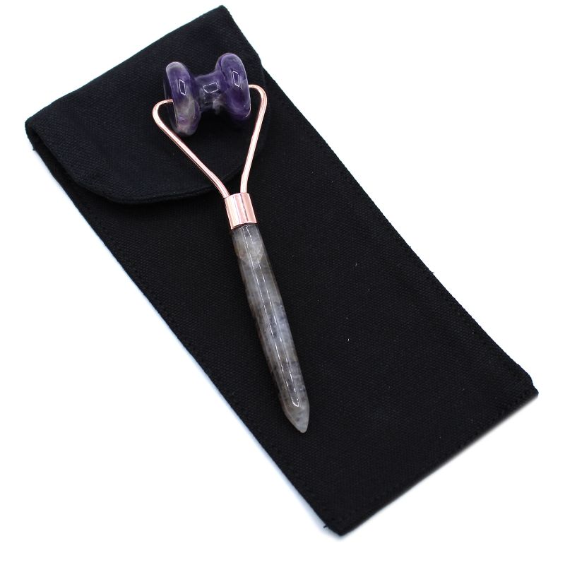 Edelstein-Kieferlinien-Roller - Amethyst mit Beutel