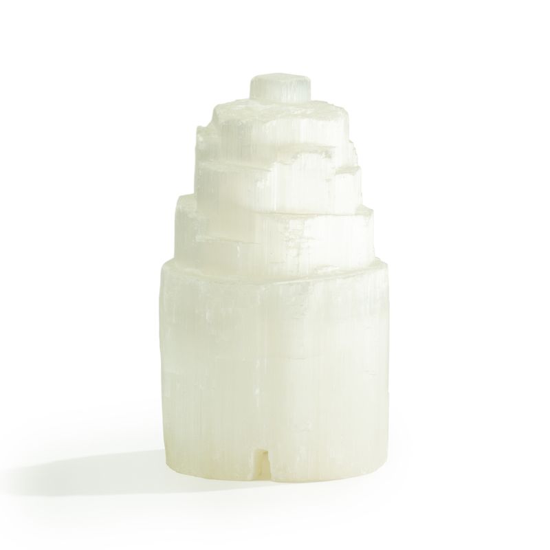Natürliche Selenit-Turmleuchte - 15 cm