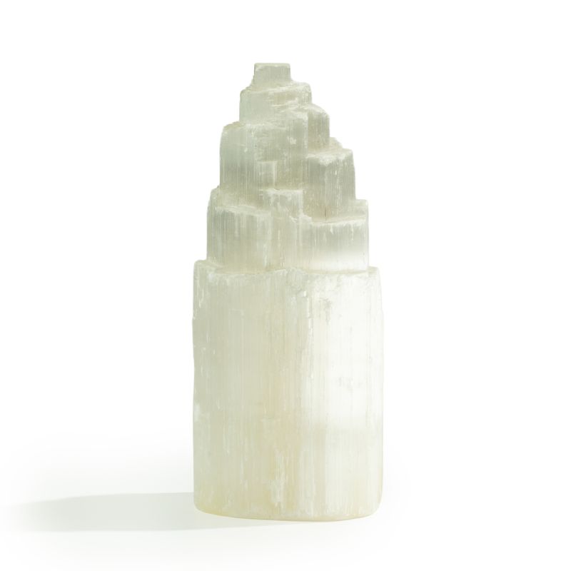 Natürliche Selenit-Turmlampe - 20 cm