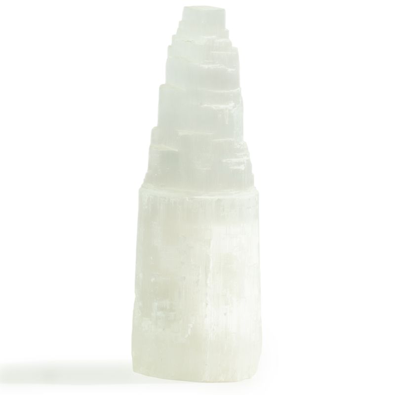 Natürliche Selenit-Turmlampe - 25 cm