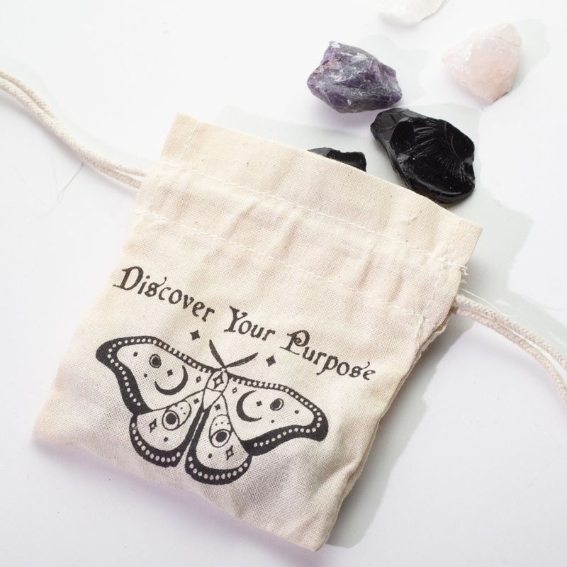Esoterische Beutel - Schwarzer Druck auf Natur (4x 2 Designs) - 10x12cm