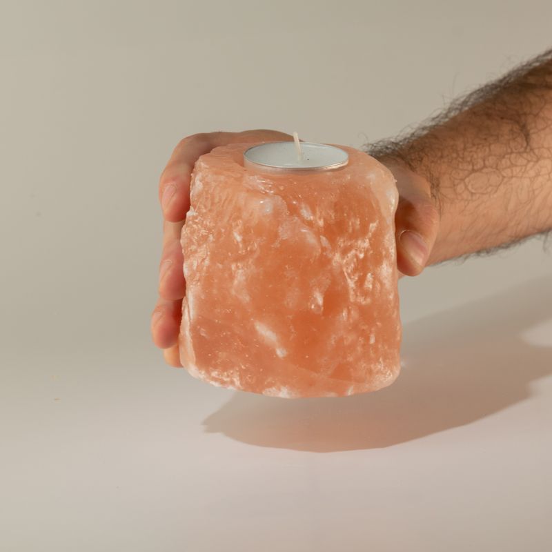 Qualitäts-Salzkerzenhalter aus natürlichem Salz 600–800 g