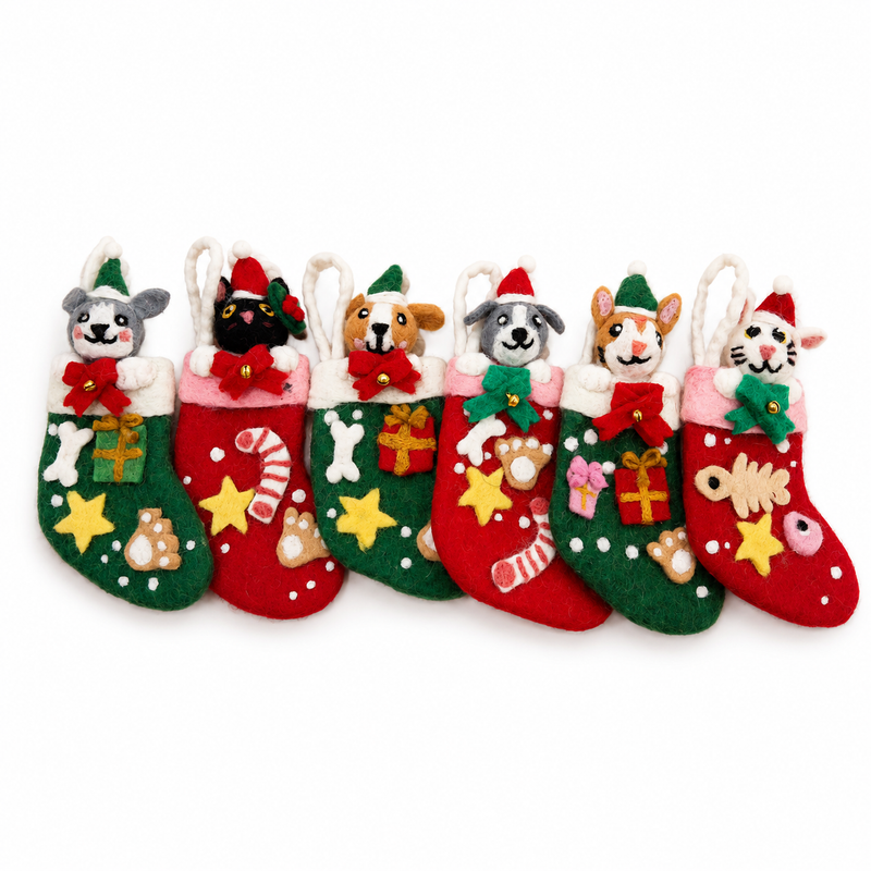 Filz-Weihnachts-Geschenk-Socken für Haustiere – Gemischte Auswahl (6)