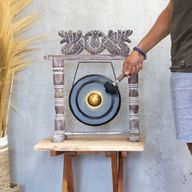 Kleiner heilender Gong auf Ständer - 25 cm - schwarz