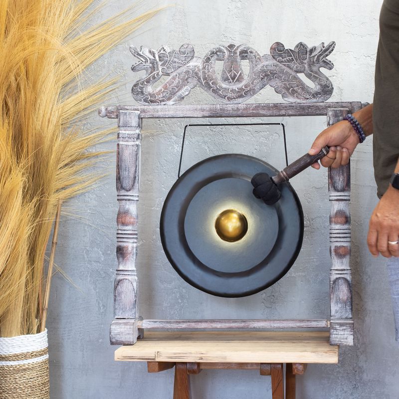 Gong der Größe Medium mit Ständer - 35 cm - Schwarz