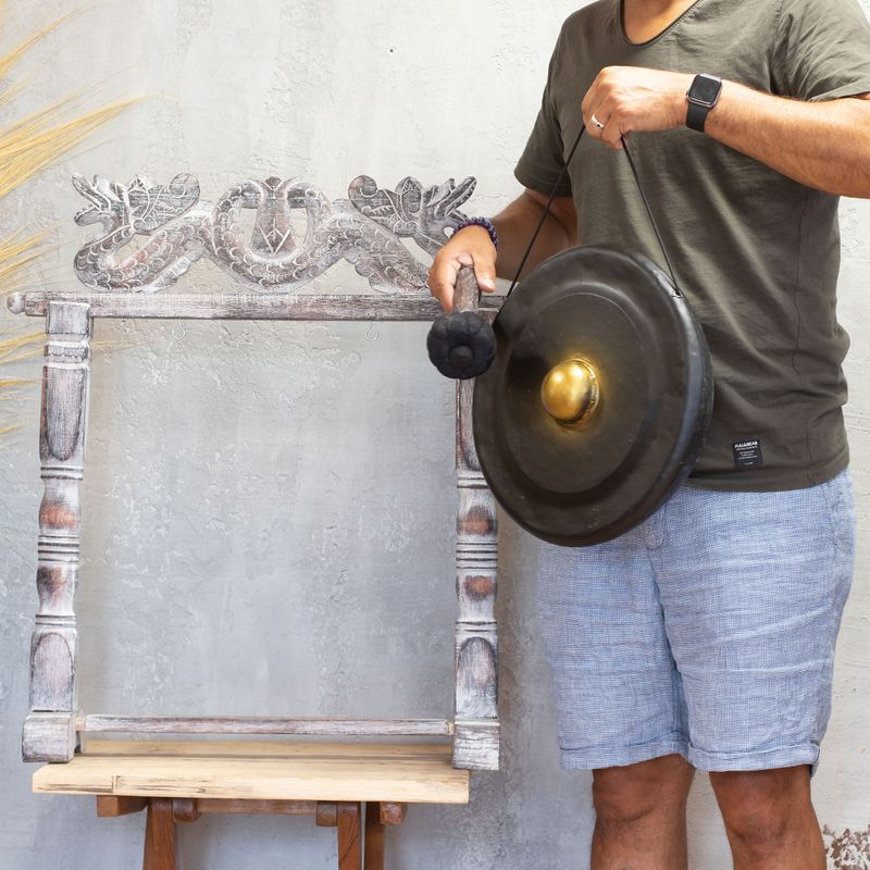 Gong der Größe Medium mit Ständer - 35 cm - Schwarz