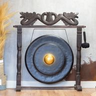 Großer Gong in braunem antikem Stand - 80 cm - Schwarz