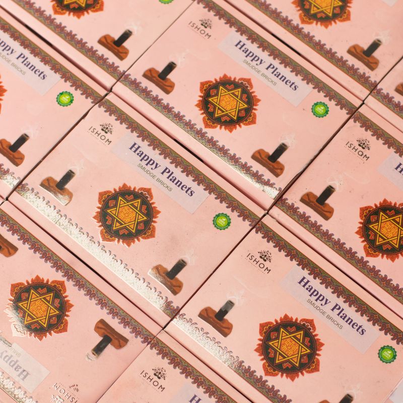 Packung mit 104 natürlichen Räuchersteinen und Brenner – Happy Planets – Ritual Bricks