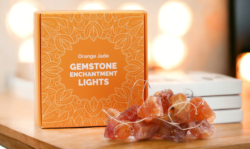 Edelstein-Verzauberungslichter - orangene Jade