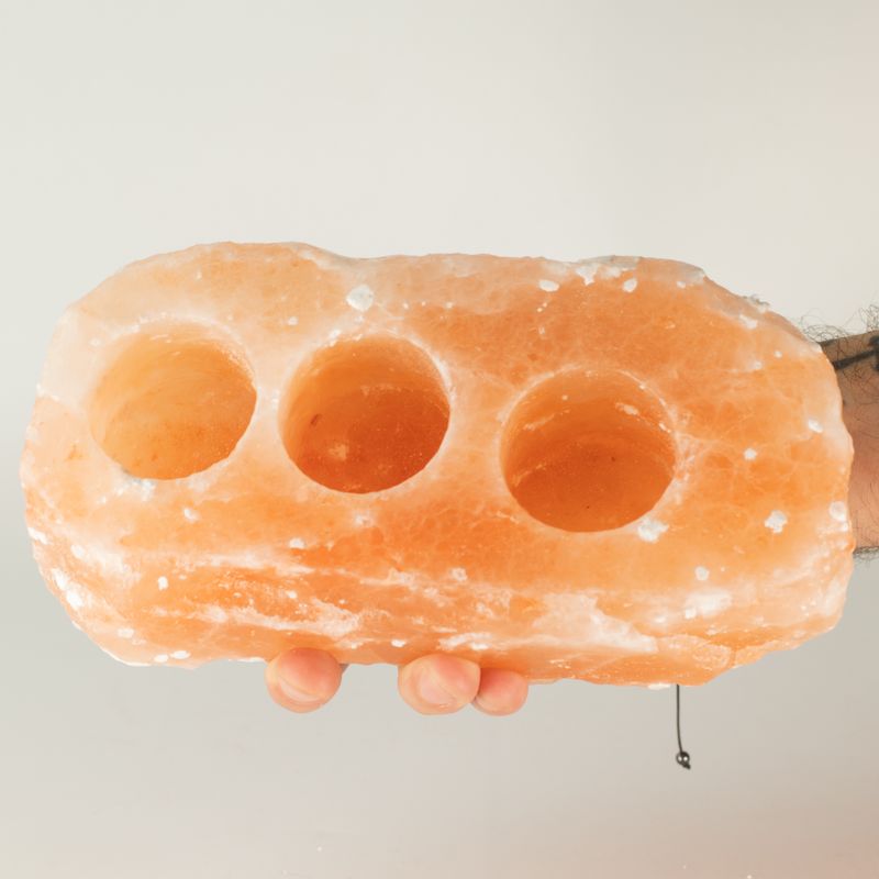 Natürlicher Salzkerzenhalter - 3 Löcher