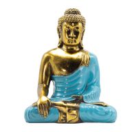 Blaugrün & Gold Buddha - Extra groß 30 cm - Erdberührung (Erleuchtung)
