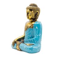 Blaugrün & Gold Buddha - Extra groß 30 cm - Erdberührung (Erleuchtung)