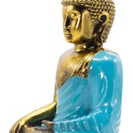 Blaugrün & Gold Buddha - Extra groß 30 cm - Erdberührung (Erleuchtung)