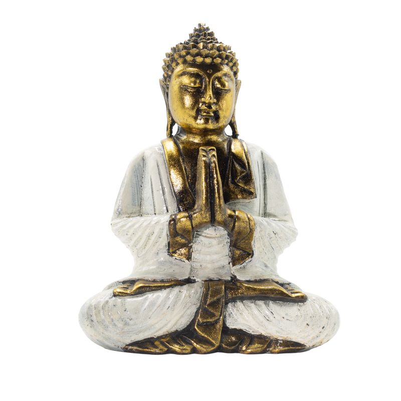 Weiß & Gold Buddha - Extra Groß 30 cm - Namaste (Willkommen)