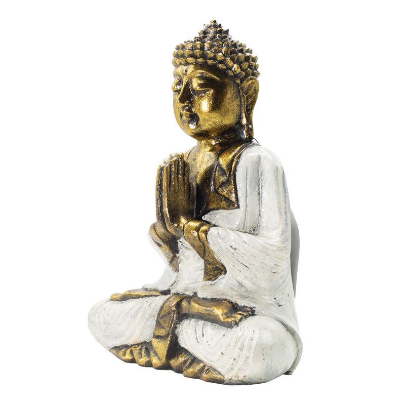 Weiß & Gold Buddha - Extra Groß 30 cm - Namaste (Willkommen)