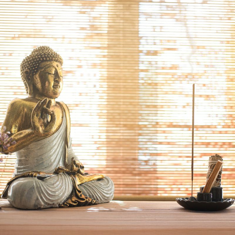 Roter & Goldener Buddha - Extra groß 40 cm - Duyana Mudra (Meditation)