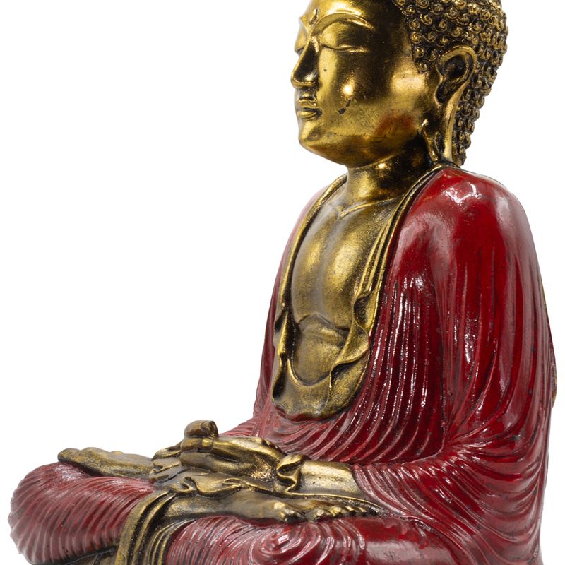 Roter & Goldener Buddha - Extra groß 40 cm - Duyana Mudra (Meditation)