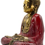 Roter & Goldener Buddha - Extra groß 40 cm - Duyana Mudra (Meditation)