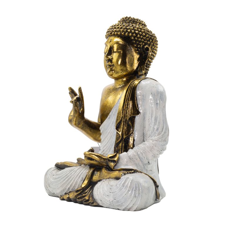 Weiß und Gold Buddha - Extra groß 40 cm - Abhaya-Mudra (Keine Angst)