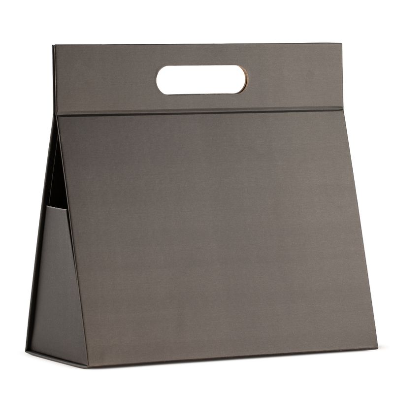 Flach verpackte Geschenkbox - Große Handbox (28 × 12,5 × 26 cm) - Schwarz