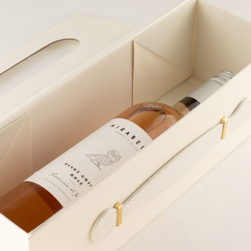 Flach verpackte Geschenkbox - Weinbox-Form (33,5×10×10,5 cm) - Weiß