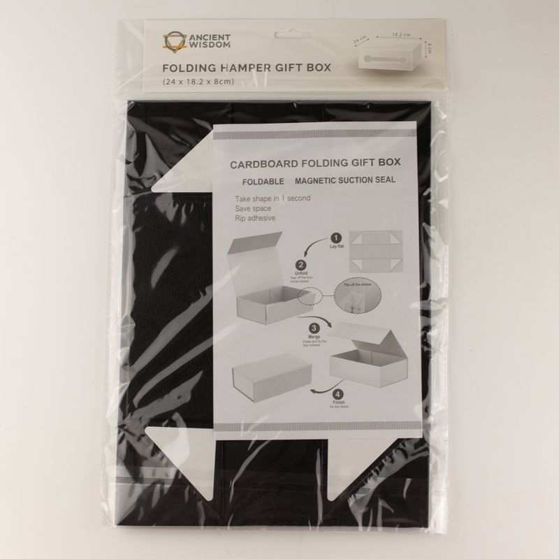Flach verpackte Geschenkbox - Medium-Geschenkkorb (24x18,2x8 cm) - Schwarz