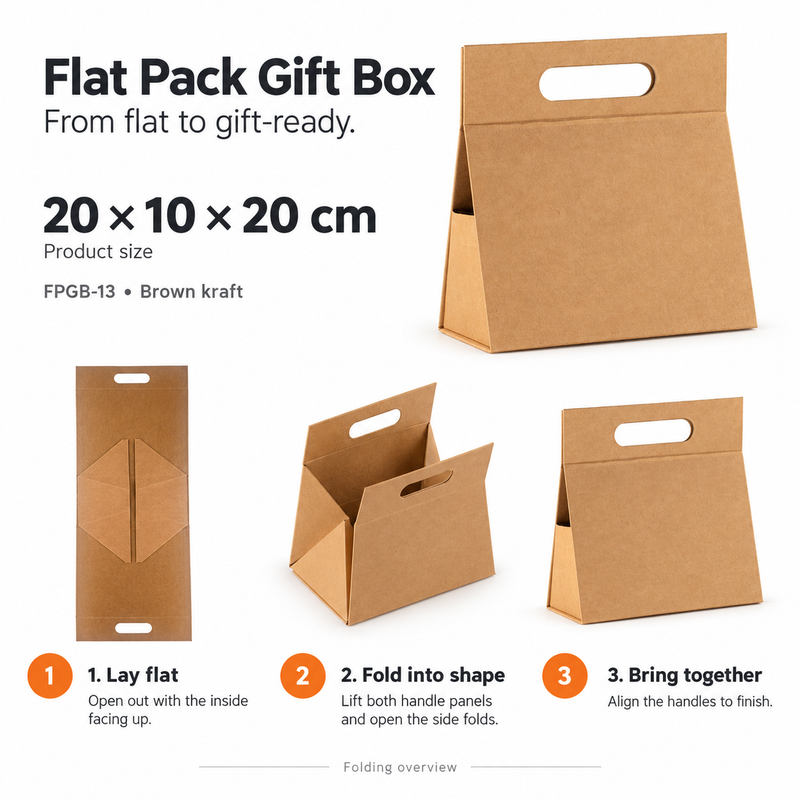 Flach verpackte Geschenkbox - Große Handbox (28x12.5x26cm) - Elfenbein