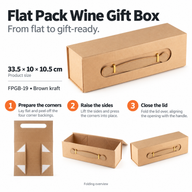 Flach verpackte Geschenkbox - Weinbox-Form (33,5 x 10 x 10,5 cm) - Schwarz