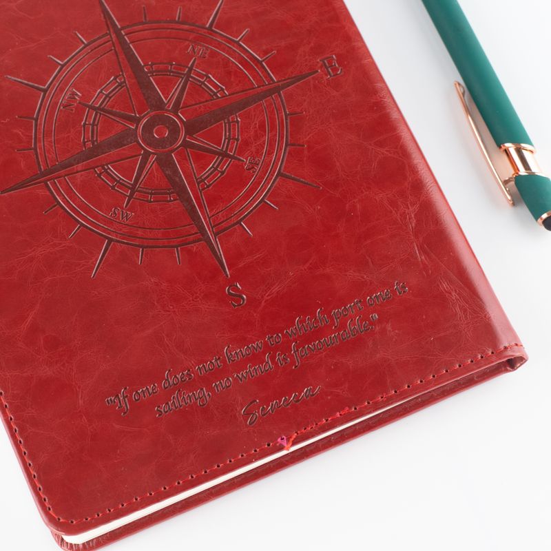 Intention Notizbuch - LCD-Wischbildschirm - Roter Leder-Effekt - Messingblatt - 80 Blätter