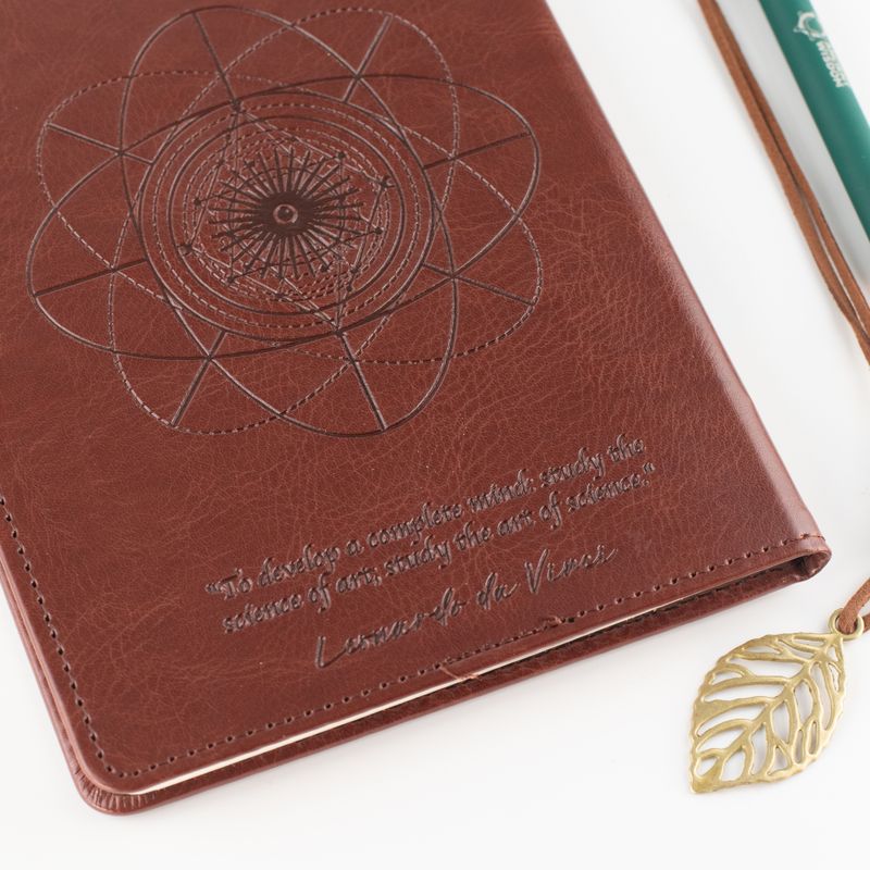 Intention Notizbuch - LCD-Wischbildschirm - Braun Lederoptik - Messingblatt - 80 Blätter