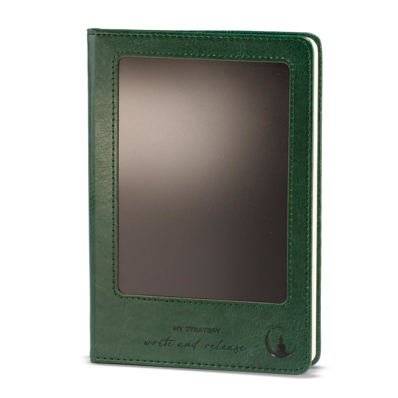 Intention Notizbuch - LCD-Wischbildschirm - Grüner Leder-Effekt - Messingblatt - 80 Blätter