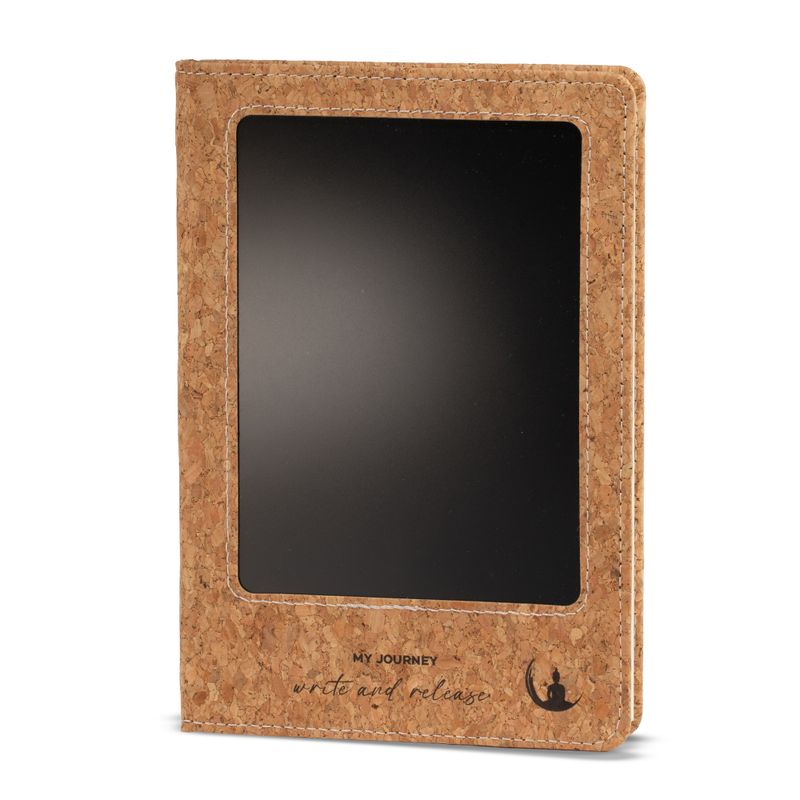 Intention Notizbuch - LCD-Wischbildschirm - Korkleder-Effekt - Messingblatt - 80 Blätter