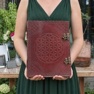 Riesiges Lederbuch mit der Blume des Lebens 10x13 (200 Seiten)
