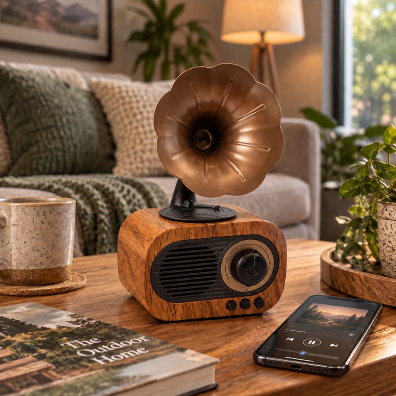 Retro Mini-Grammophon-Lautsprecher - Bluetooth & FM-Radio - 5 Watt x 1