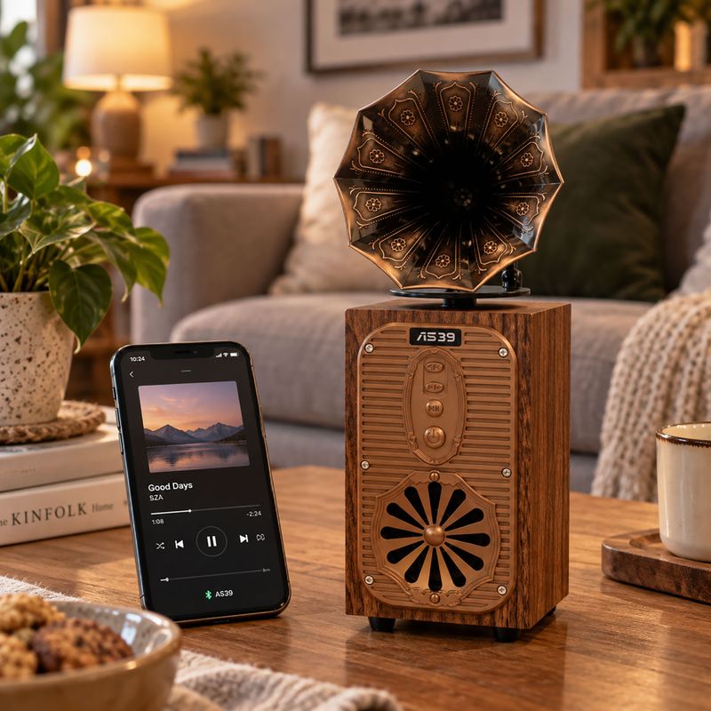 Retro-hoher Grammophon-Lautsprecher (Extra laut) - Bluetooth - 8 Watt