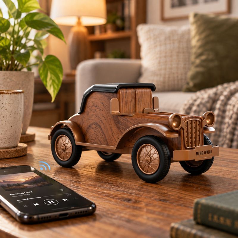 Klassischer Vintage-Auto-Lautsprecher und Telefonhalter – Bluetooth – 5 Watt