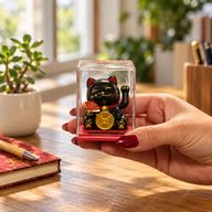 Mini solarbetriebene Geldkatze im Karton - Schwarz