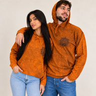 Kleines Stone-Washed Hoodie-Shirt mit Känguratasche - Verbranntes Orange