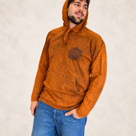 Kleines Stone-Washed Hoodie-Shirt mit Känguratasche - Verbranntes Orange